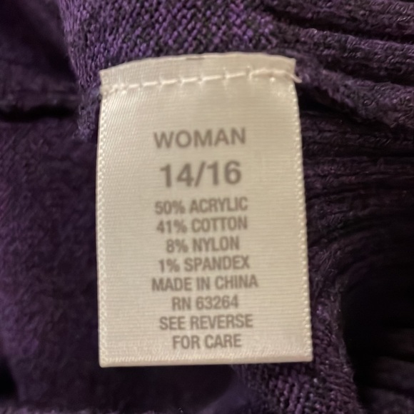 DRESSBARN purple cowl neck sweater size 14/16 - Picture 7 of 9